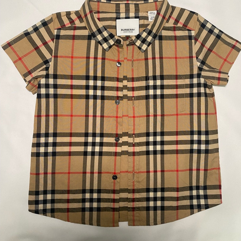 Burberry Kids Beige Plaid Button-Down Shirt